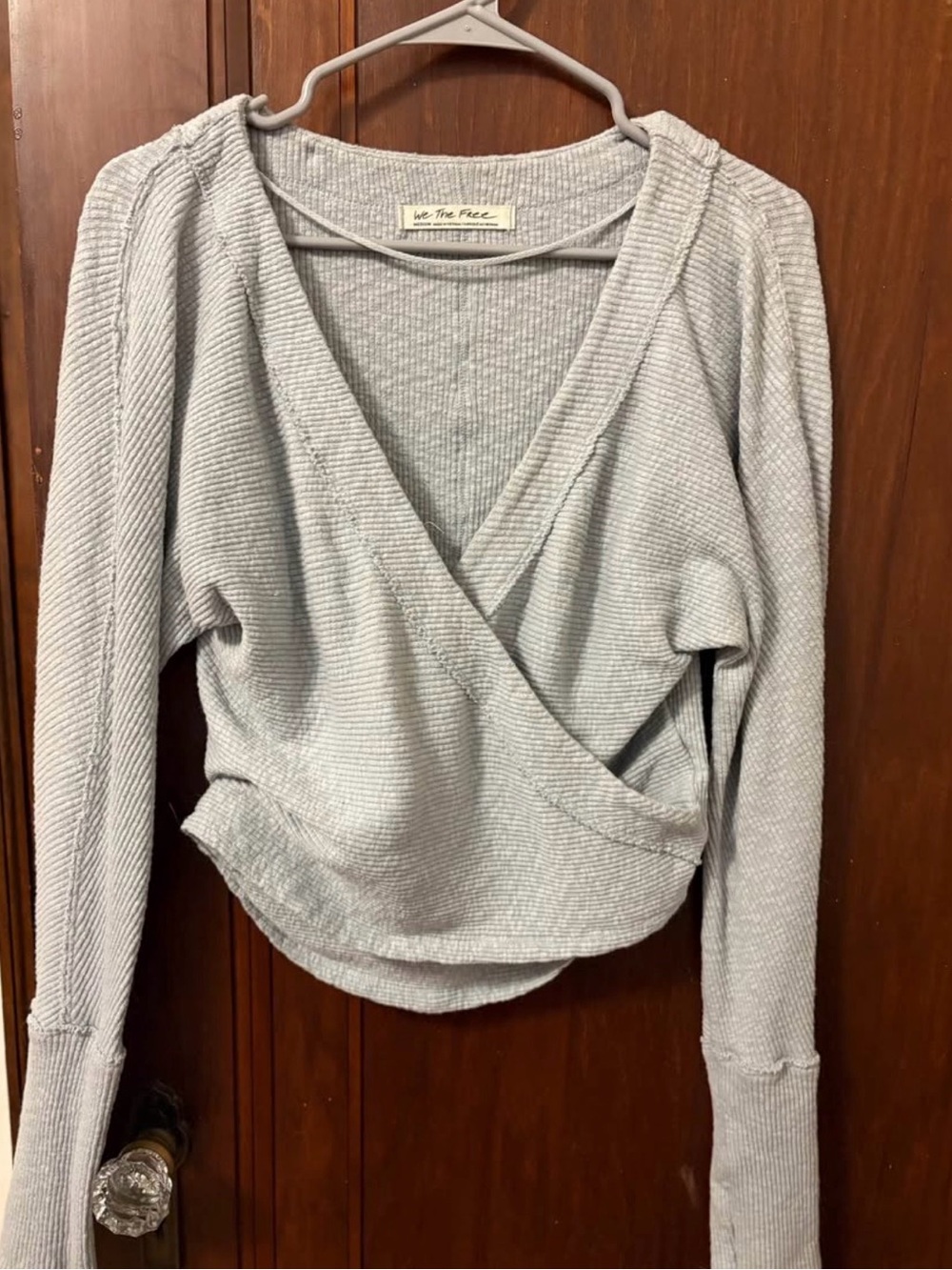 We The Free- Light Gray Wrapped Crop Top
